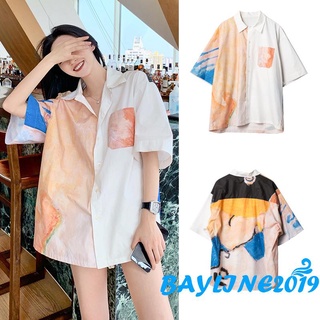 Áo Sơ Mi Tay Dài Họa Tiết Màu Nhuộm Thời Trang Cho Nữ