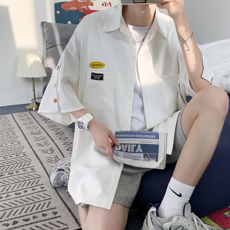 Áo Sơ Mi Tay Ngắn Thiết Kế Đơn Giản Thoải Mái Thời Trang Mùa Hè 3 Màu Tùy Chọn Cho Nam áo sơ mi nam đẹp áo sơ mi nam cao cấp áo sơ mi nam hàn quốc