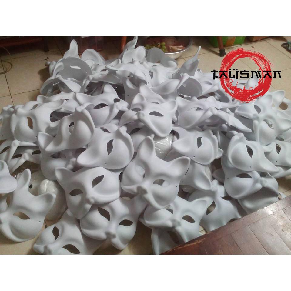 Mặt nạ cáo/ Mặt nạ mèo trắng trơn  ( hàng sẵn )