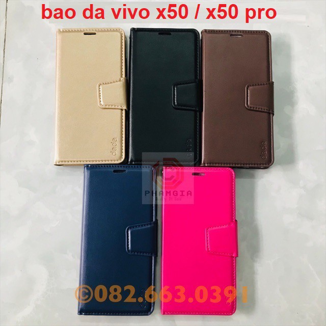 Bao da Vivo X50 / X50 pro nắp gặp chống đỡ xem phim ngăn đựng thẻ tiện lợi