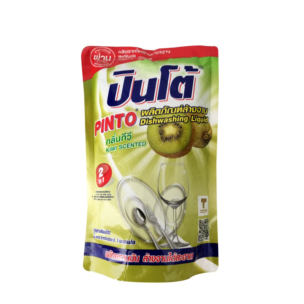 COMBO 10 túi nước rửa chén đậm đặc PINTO Thái Lan 450ml - túi mùi chanh/kiwi - giao ngẫu nhiên - hoạt chất dưỡng da tay