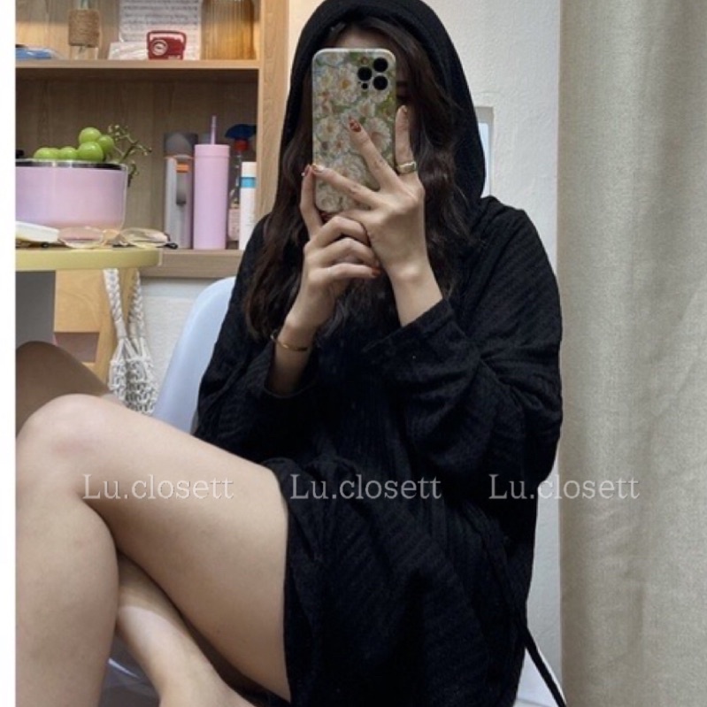 Áo len gạo hoodie ulzzang có mũ giấu quần, thun sweater form rộng bassic dài tay Lu.closett | BigBuy360 - bigbuy360.vn