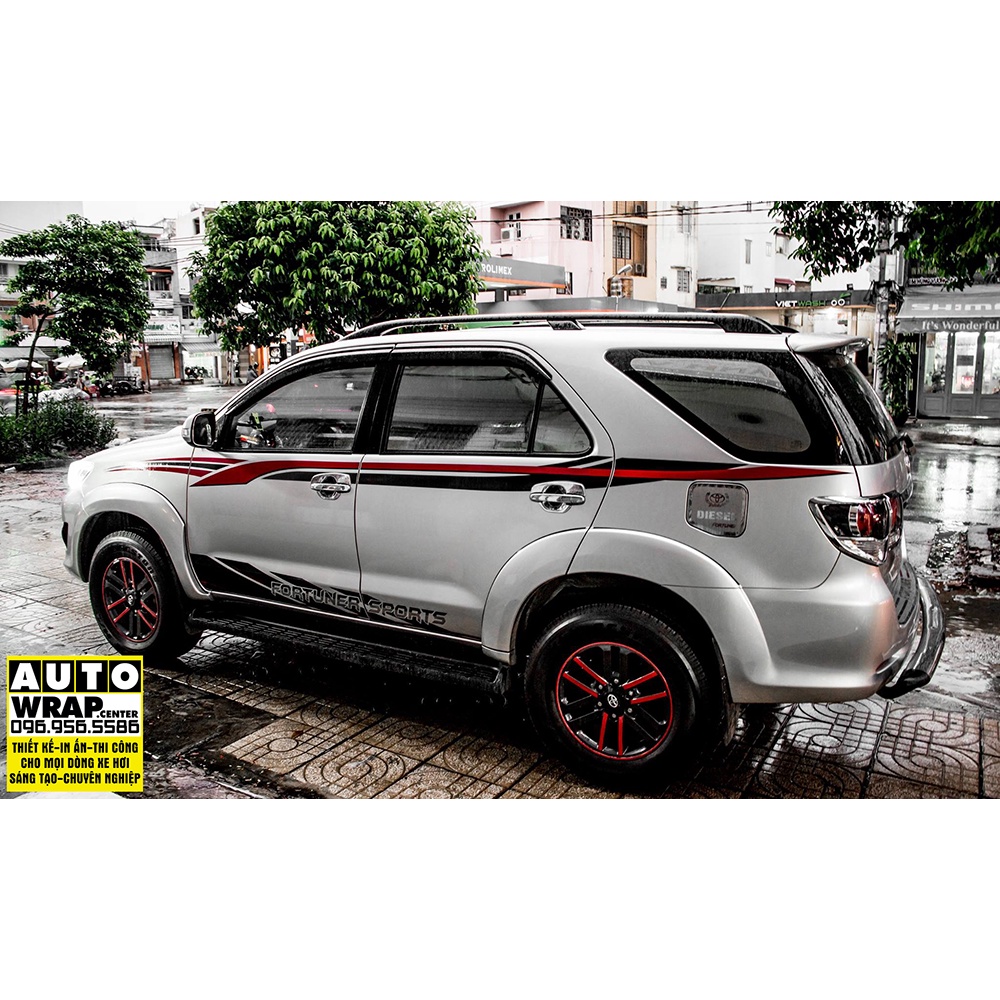 Tem họa tiết xe Fortuner Sport - Tem họa tiết ô tô Toyota, tem dán sườn xe thể thao