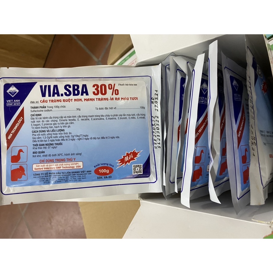Cầu trùng VIA.SBA 30% Dùng trên gia cầm Sba 30%