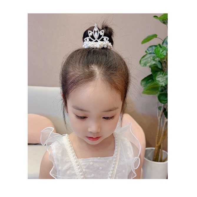 Dây Chun Buộc Tóc Bé Gái Đính Vương Miện, Dây Thun Công Chúa Xinh Xắn Dễ Thương, Phụ Kiện Tóc Cho Bé Phong Cách Hàn Quốc
