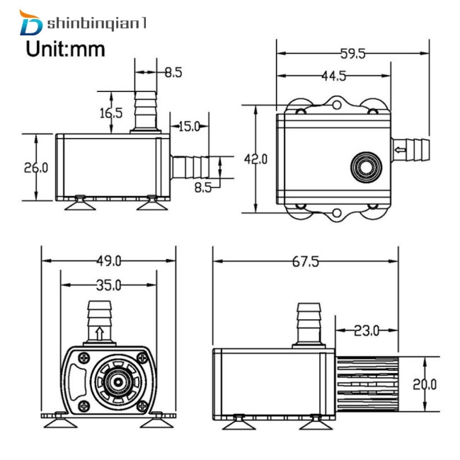 Máy bơm nước không chổi than DC12V USB 5V Mini 4 chế độ