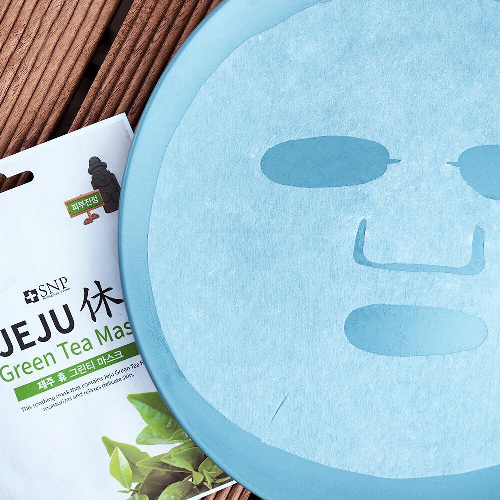 Mặt nạ dưỡng da SNP chiết xuất trà xanh làm dịu da nhạy cảm - Jeju Green Tea Mask - 1 miếng