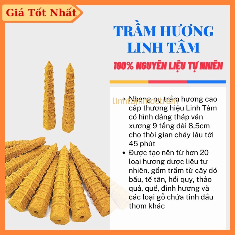 Nụ trầm hương khói ngược dùng cho thác khói trầm hương hình tháp Văn Xương