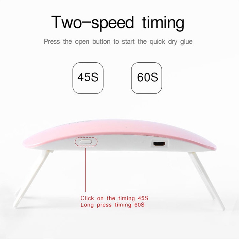 Đèn LED UV nhỏ nhắn giúp sấy khô sơn móng tay có công suốt 6W cùng với cáp USB tiện dụng