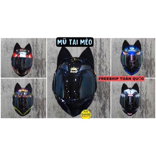Mũ bảo hiểm tai mèo: royal m138 + kính đen bóng + tai mèo