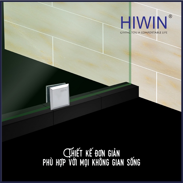 Kẹp chân kính 0 độ cabin tắm cạnh vát chất liệu inox 304 mặt gương HIWIN FC-2080