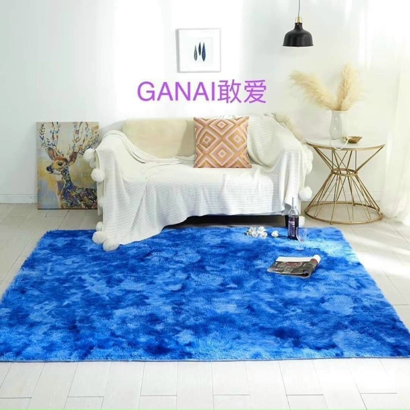 Thảm lông loang màu xanh biển - Thảm lông loang trải nệm , trải sàn , trải sofa