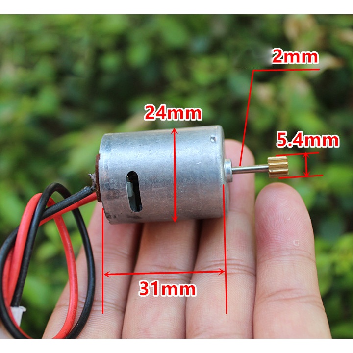 Động cơ máy bay mô hình tốc độ cao 370 DC 7.4V 23000 vòng / phút, đầu trục có bánh răng