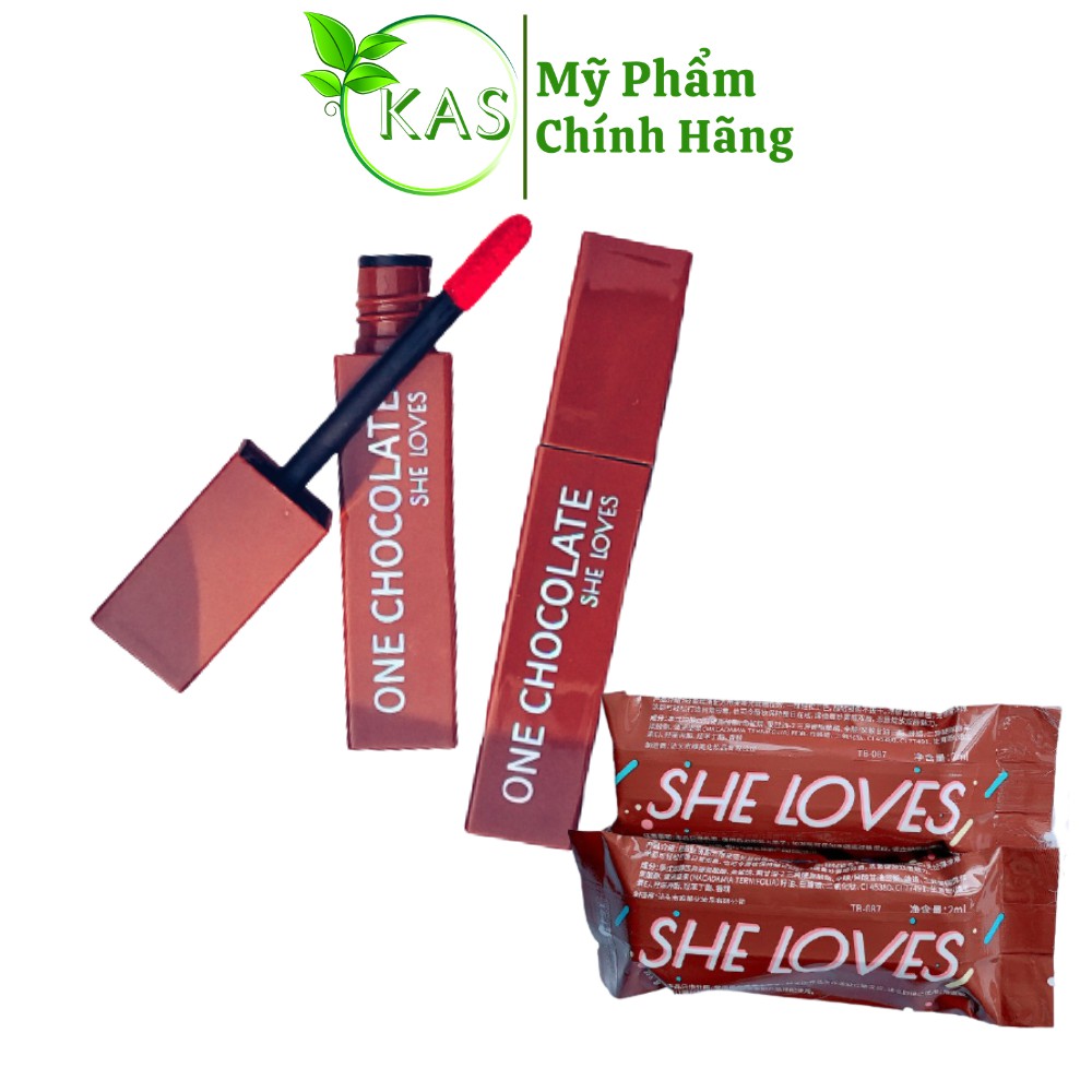 Son Kem Lì Chocolate SHE LOVE Mềm Mịn Như Nhung - Mịn Môi - Lên Màu Cực Chuẩn - kháng nước, Nhiều Dưỡng Siêu Dẽ Thương
