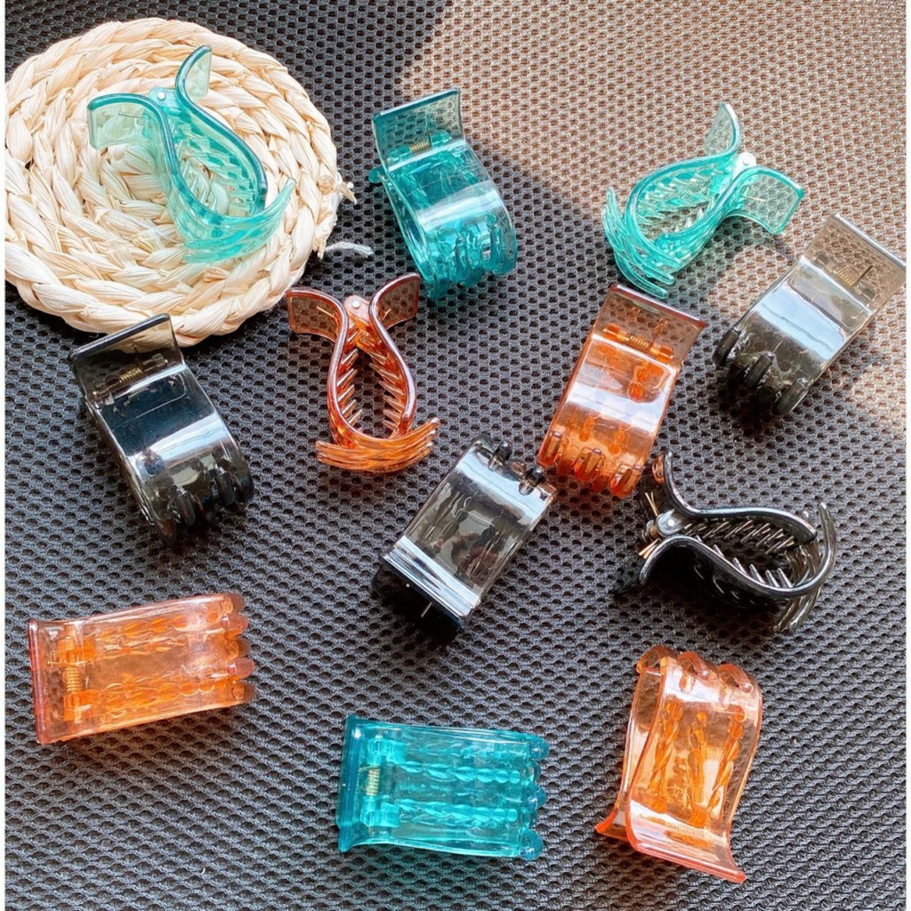 SET 6 CÁI GẤP TÓC 5 RĂNG MÀU TRONG XANH VÀNG XÁM ĐEN CHO BẠN GÁI