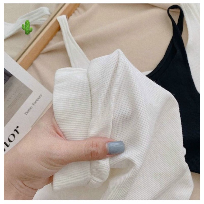 🌺 Sét bộ áo 2 dây + quần lưng cao, chất thun gân mềm mịn