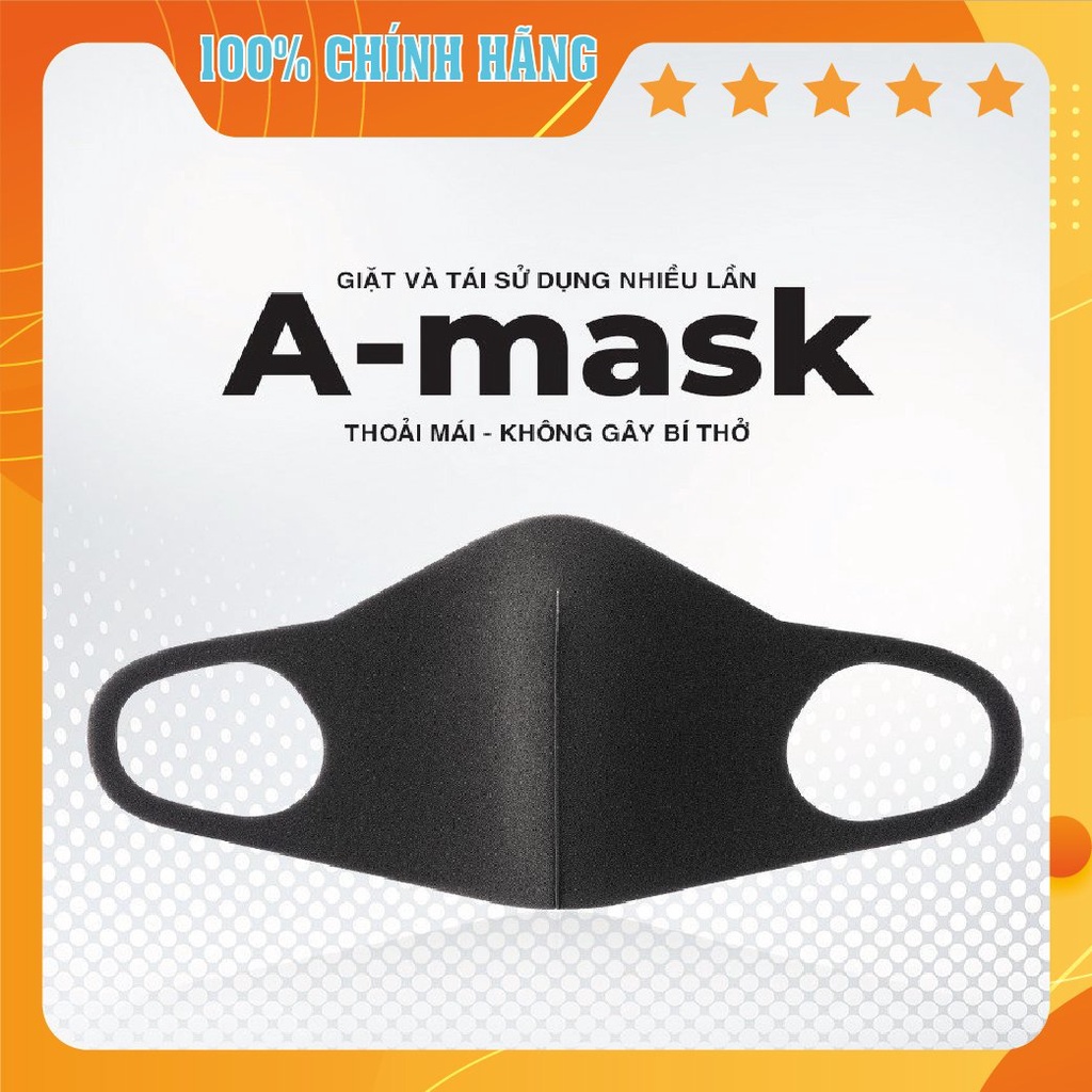 [Combo 3 cái] Khẩu Trang Hàn Quốc 3D Amask_Màu Đen