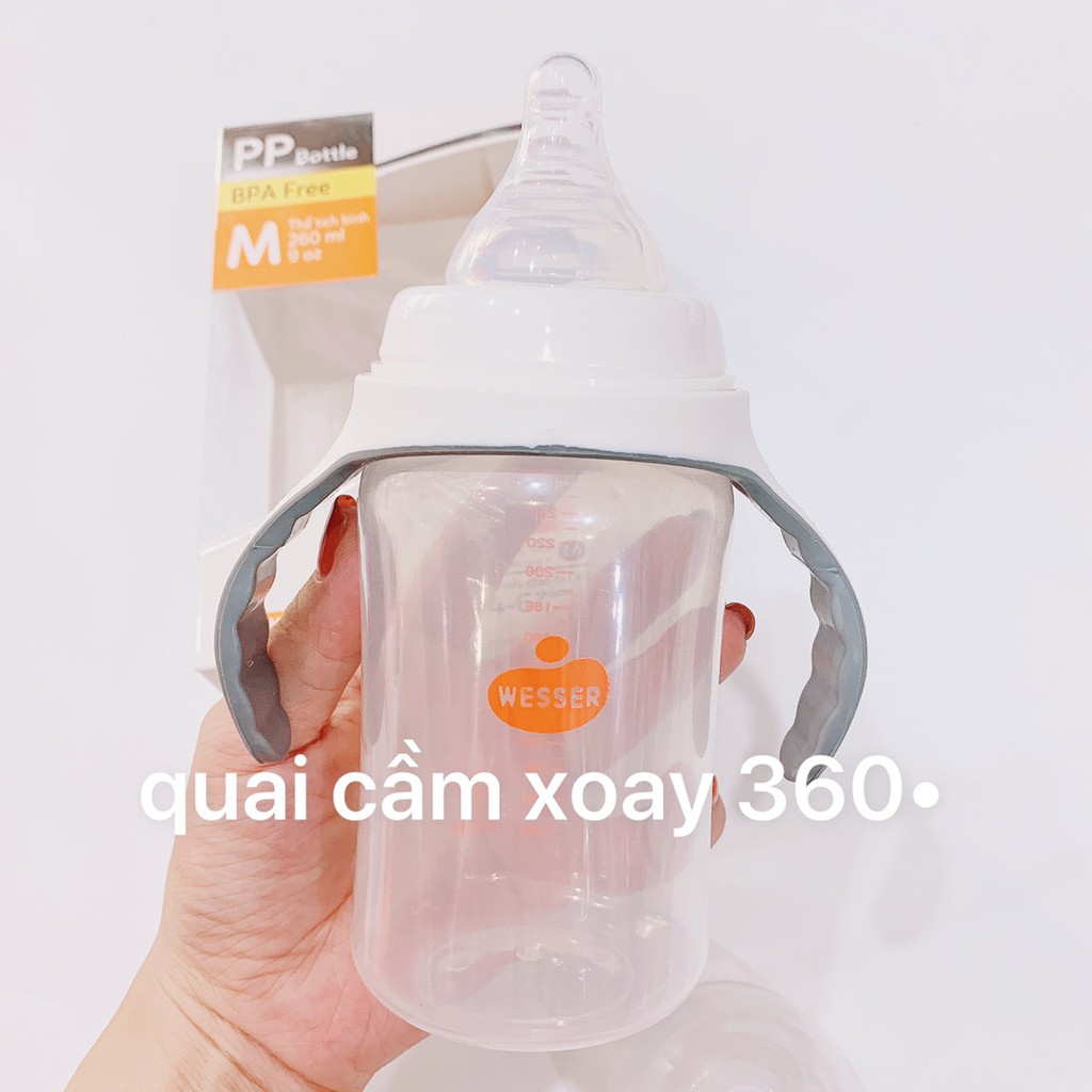 Bình Sữa Wesser NaNo Sliver Có Quai 180ml/260ml/320ml MẪU MỚI