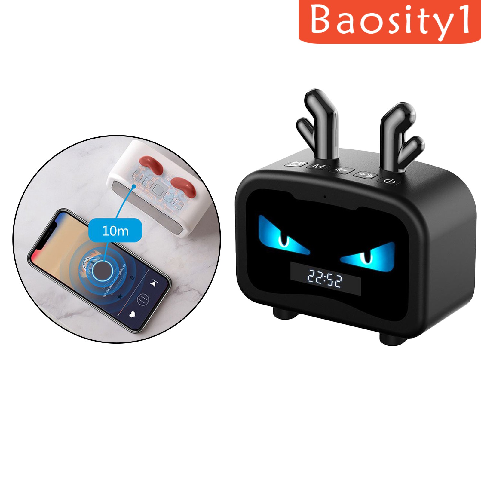 1 Loa Bluetooth Không Dây Kỹ Thuật Số Tích Hợp Đồng Hồ Báo Thức Màn Hình Kỹ Thuật Số