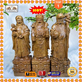 🔥HÀNG HOT🔥 Bộ Tam Đa Phúc Lộc Thọ Gỗ Bách Xanh Cao Cấp Đẹp, Trang Trí Nhà Cửa Cao 30/40/50