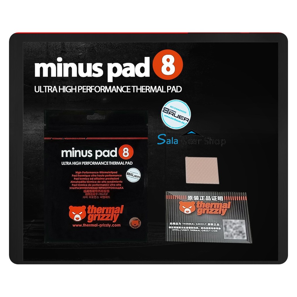 Miếng dán tản nhiệt Thermal Grizzly Minus Pad 8,High Performance Thermal Pad 30*30*0.5mm