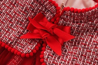 Váy dạ cổ nơ cho bé gái