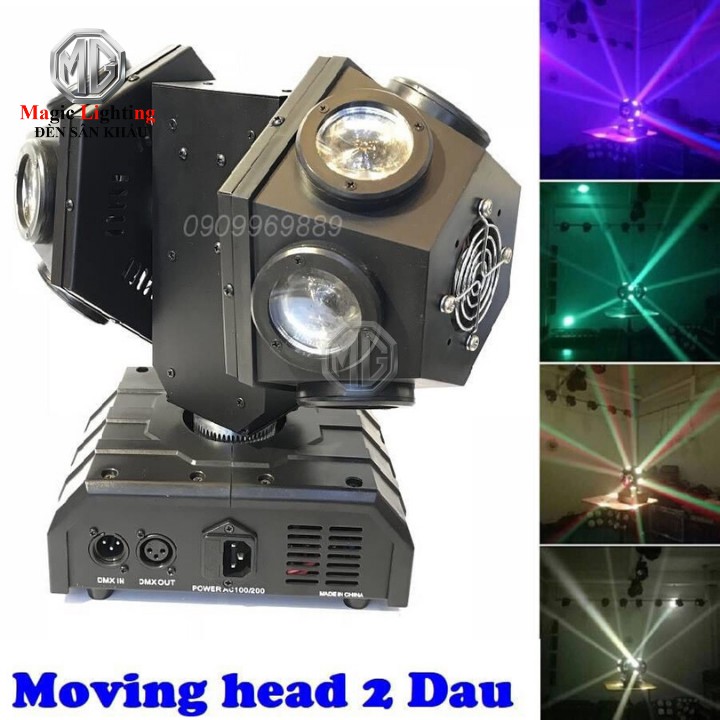 [ SALE OFF ] Đèn Moving 2 Đầu 12 Mắt Led + Laser - Đèn sân khấu tphcm