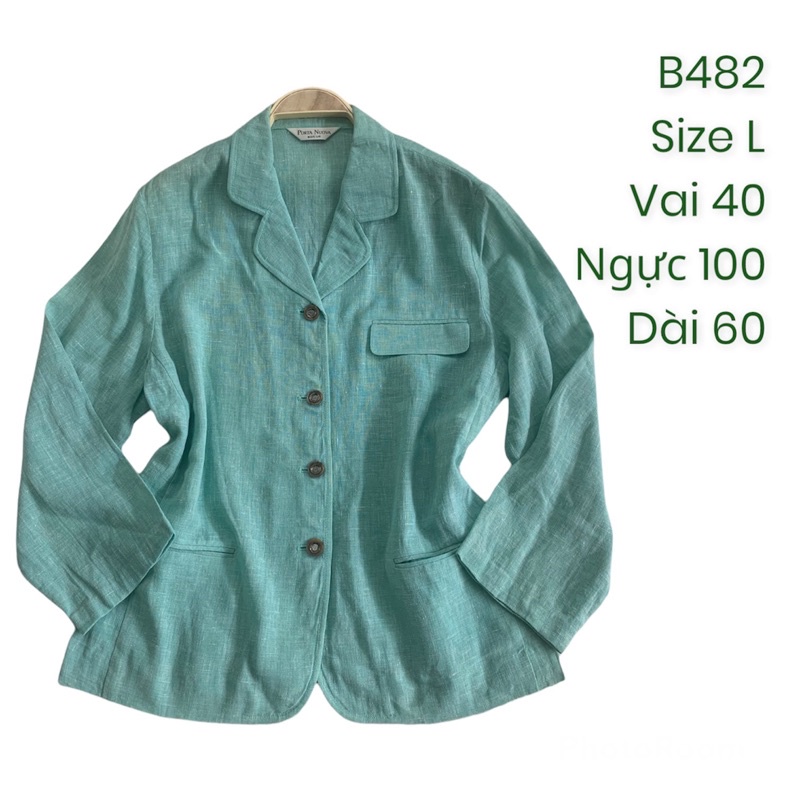 Áo khoác blazer B482 form suông rộng chất linen 2hand Hàn si ảnh thật