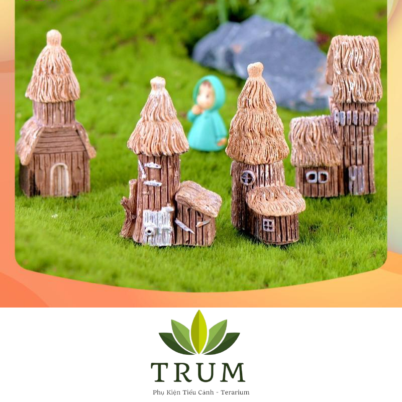 Nhà Mái Rơm - phụ kiện tranh trí tiểu cảnh sen đá - terrarium
