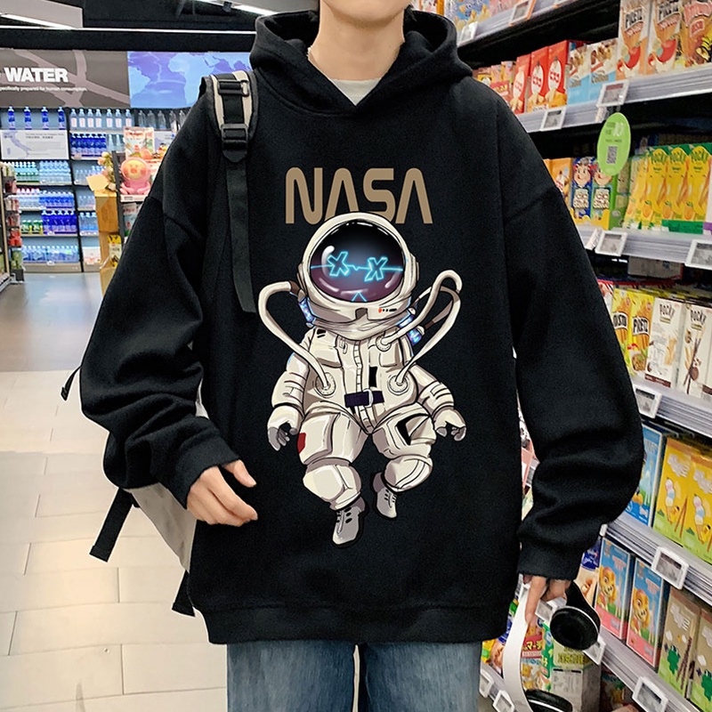Áo hoodie dáng rộng in hình phi hành gia thời trang cao cấp cho nam và nữ