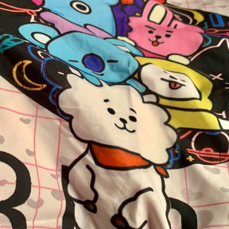 Bts Bt21 Bộ Chăn Ga Và Vỏ Gối Họa Tiết Hoạt Hình Bt21 Xinh Xắn