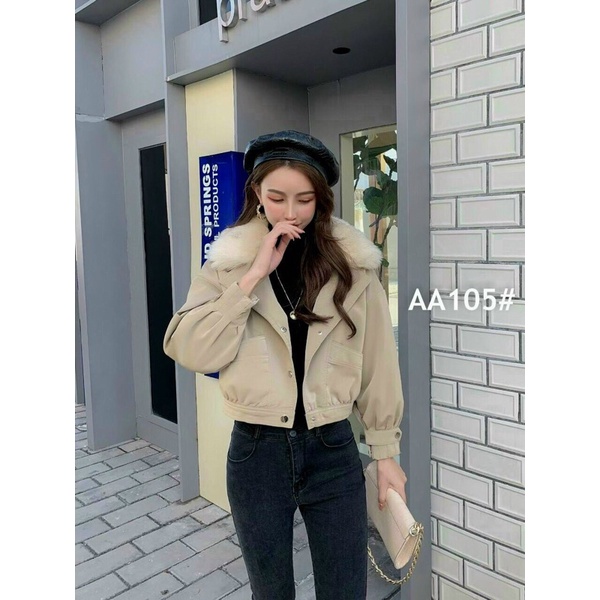 Áo da nhung lót lông ( cổ lông tháo rời ) | BigBuy360 - bigbuy360.vn