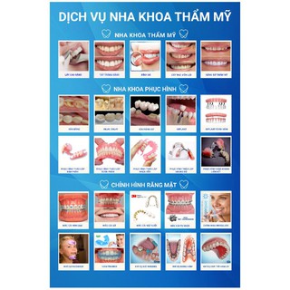 TRANH TƯ VẤN NHA KHOA '' DỊCH VỤ NHA KHOA THẨM MỸ''( TRANH CHƯA CÓ LỚP KEO VỀ TỰ DÁN HOẶC TỰ ĐÓNG KHUNG)