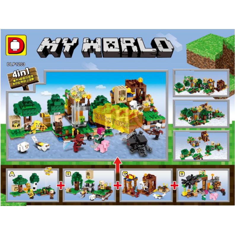 Đồ chơi lắp ráp Lego - My World- 4 IN 1 - Kích thích sáng tạo cho bé - Trò chơi Xếp hình mô hình nhân vật