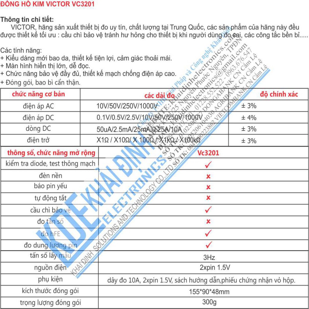 ĐỒNG HỒ VẠN NĂNG KIM VICTOR VC3021 KDE1256