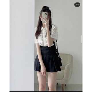 Áo sơ mi cổ đức ren