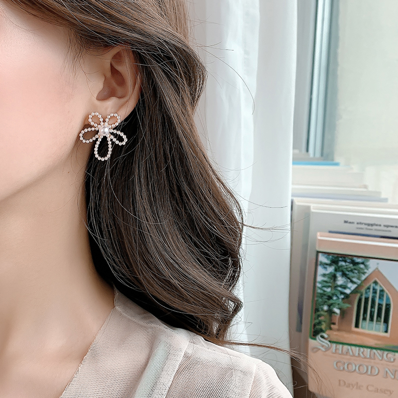 Bông tai bạc 925 hình hoa đơn giản xinh xắn cho nữ