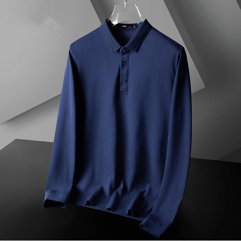 Áo Thun POLO Màu Trơn Tay Dài Có Cổ Size Lớn [Giảm Giá 47%] Phong Cách Mới Mùa Thu Cho Nam