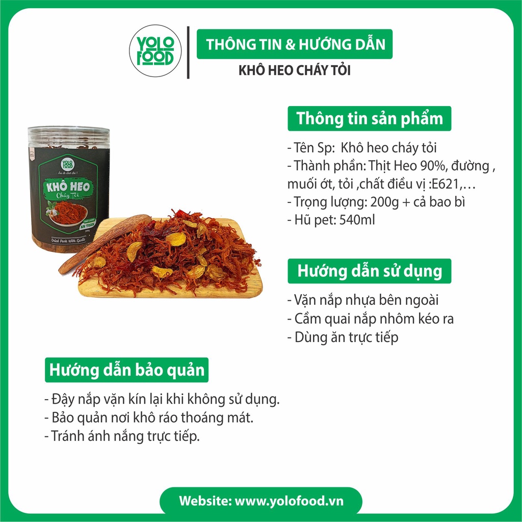 Khô heo cháy tỏi 200g YOLOFOOD đồ ăn vặt, khô heo loại 1, thơm ngon, chất lượng, đồ khô ăn vặt đóng hộp atvstp