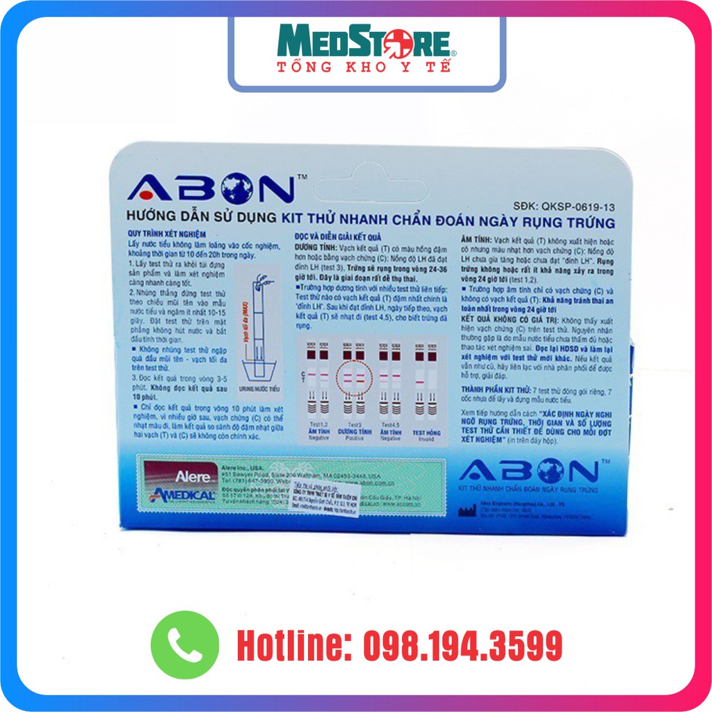 Que thử rụng trứng LH ABON hộp 7 test