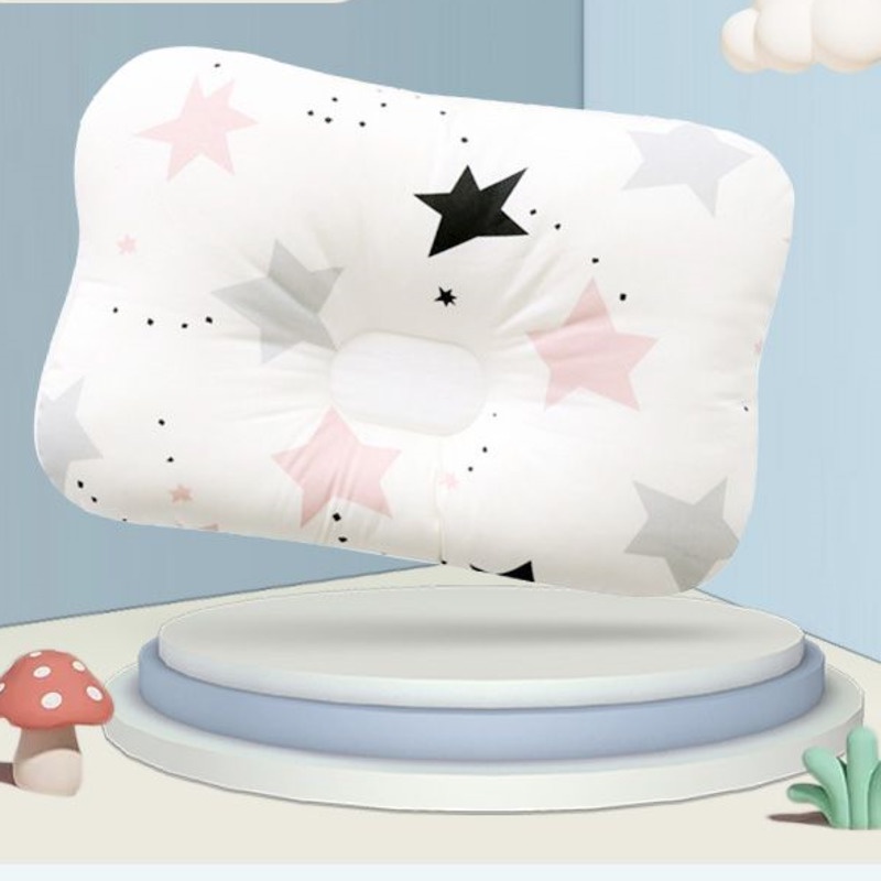 Gối Ngủ Định Hình Đầu Bằng Cotton Thoáng Khí Chống Bẹp Đầu 24 Giờ In Họa Tiết Hoạt Hình Cho Bé Sơ Sinh