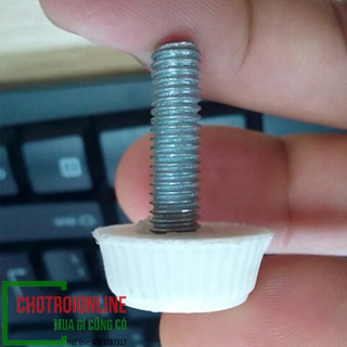 Chân tăng chỉnh bàn ghế M6x15mm đế nhựa màu trắng - 10 cái