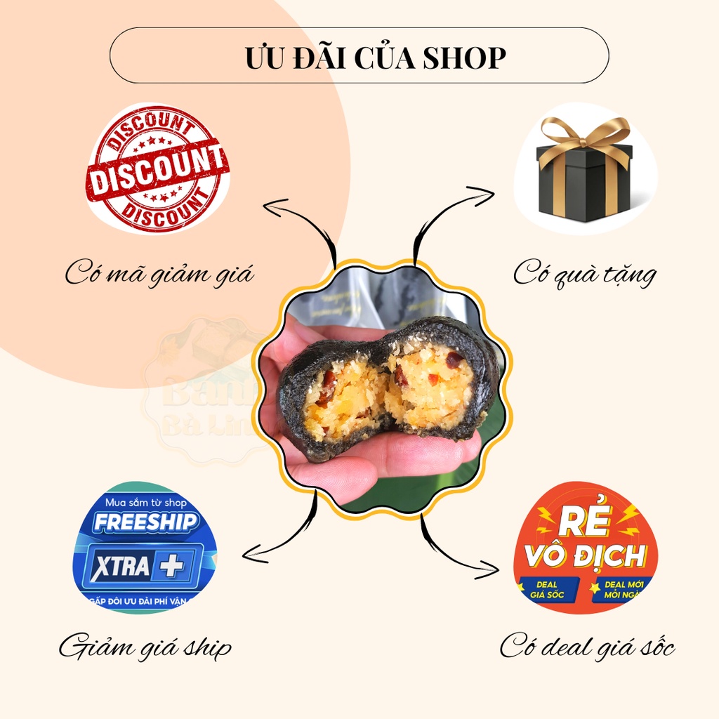 Bánh Ít Lá Gai Đặc Sản Nhân Dừa Đậu, 50 Cái, Hương Vị 100 Năm - Bánh Bà Linh