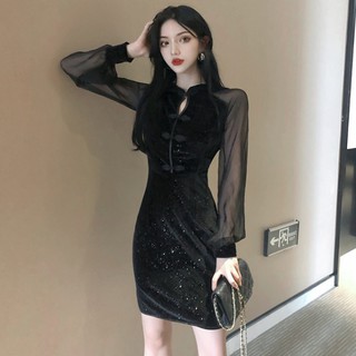 [ ODER ] Sườn xám cách tân kim sa [ Có size ]