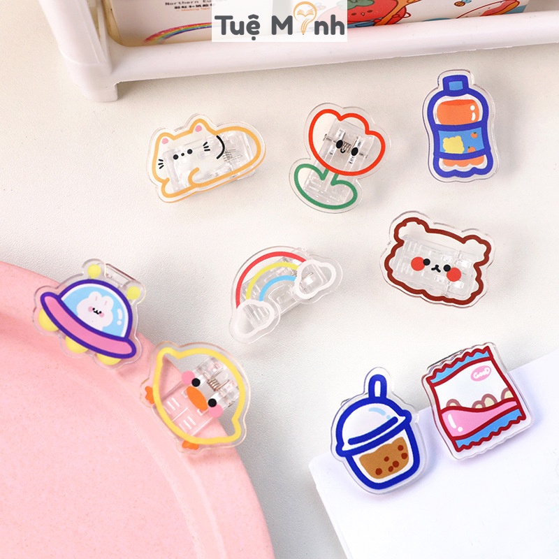Kẹp giấy động vật trong suốt K66 kẹp tài liệu cute mini đánh dấu ghi chú