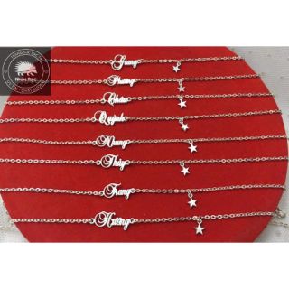 set lắc tay/ lắc chân  bạc khắc tên cho nữ