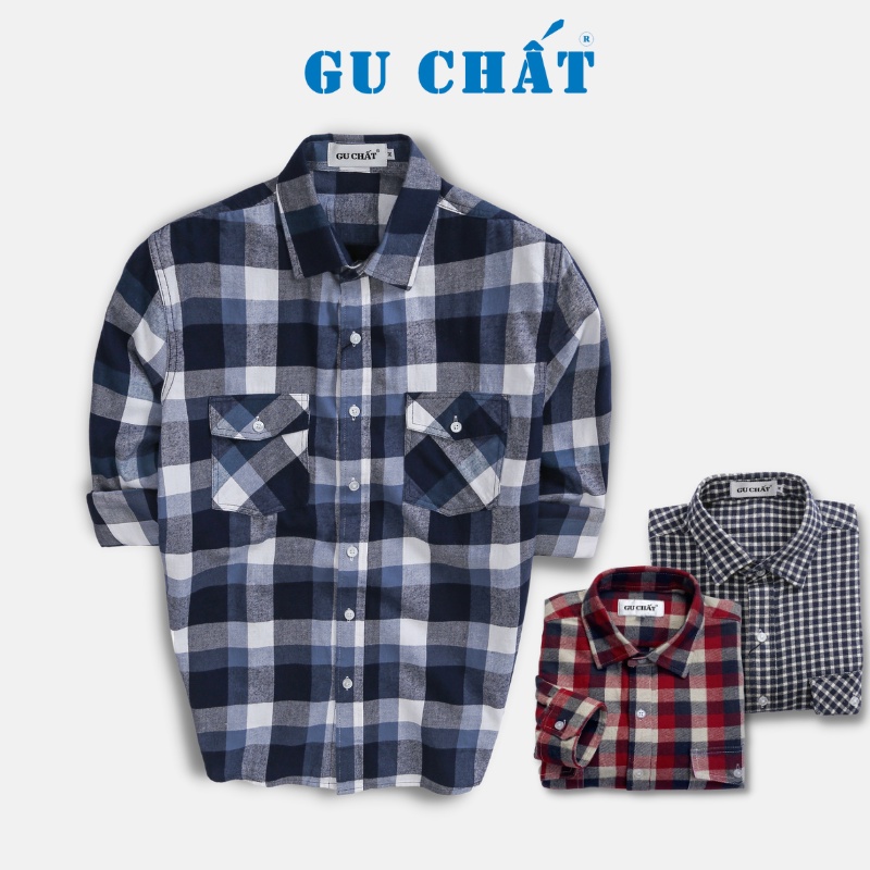Áo Sơ Mi Caro Nam Dài Tay GU CHẤT, Chất Nỉ Cotton Mềm Mịn, Thấm Hút Tốt, Form Chuẩn - GUSM36