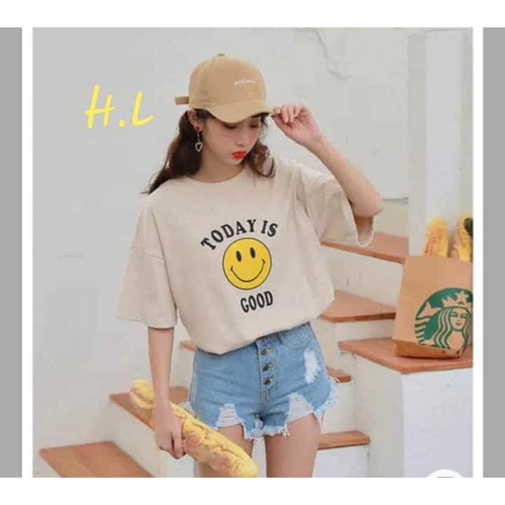 Áo phông nữ mặt cười Today HLU0419