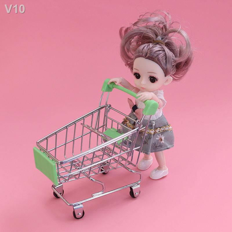 ™﹍Miniature mini giỏ mua hàng thực phẩm chơi túi siêu thị xe đẩy búp bê phụ kiện nhà mô hình trang trí cảnh
