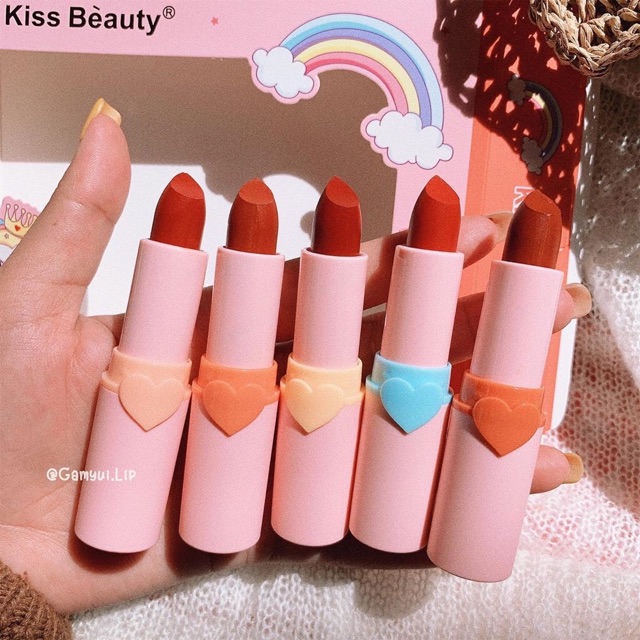 Full Set 5 Cây Son Kiss Beauty Vỏ Hồng con ngựa Unicorn Colors HH- SN11 | BigBuy360 - bigbuy360.vn